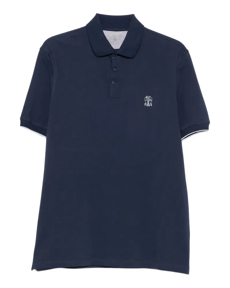 Brunello Cucinelli Poloshirt mit Logo-Stickerei - Blau Blau