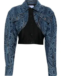 Thierry Mugler Jeansjacke mit Schlangen-Print Blau