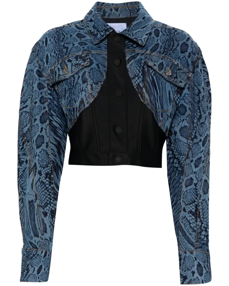 Thierry Mugler Jeansjacke mit Schlangen-Print Blau