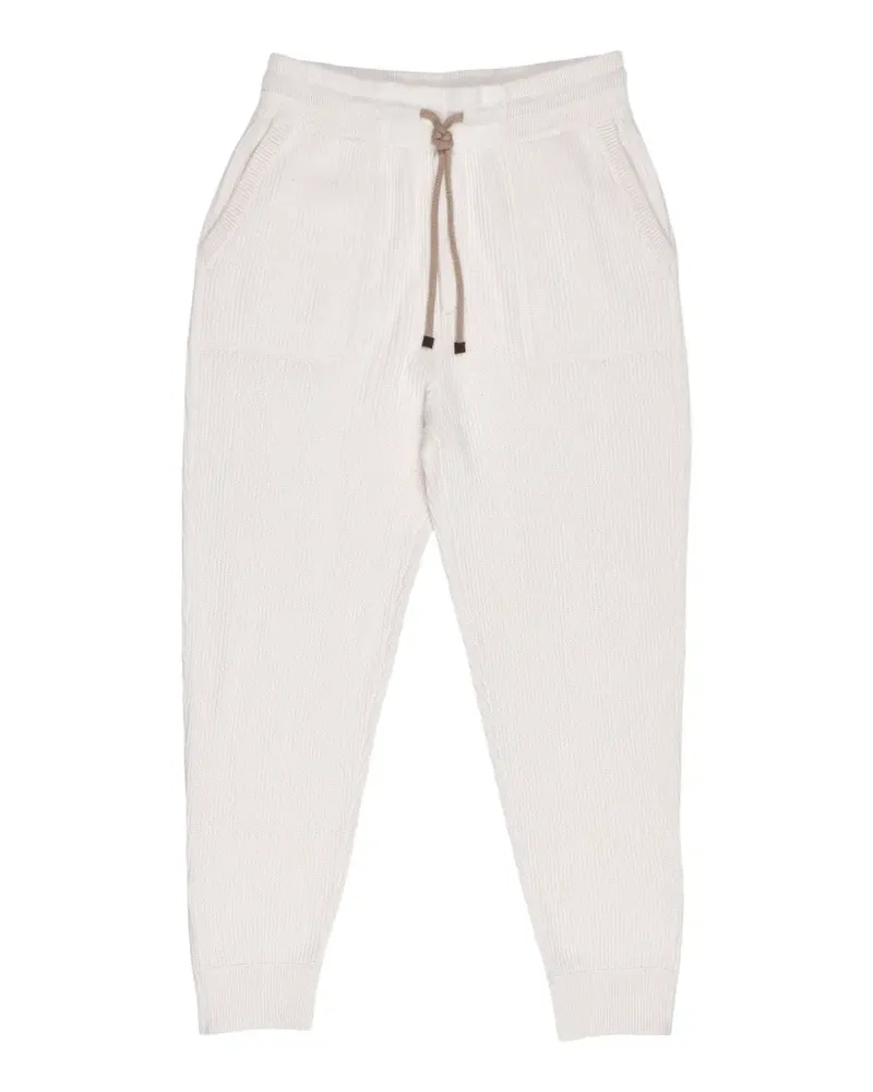 Brunello Cucinelli ribbed drawstring track pants - Nude Nude