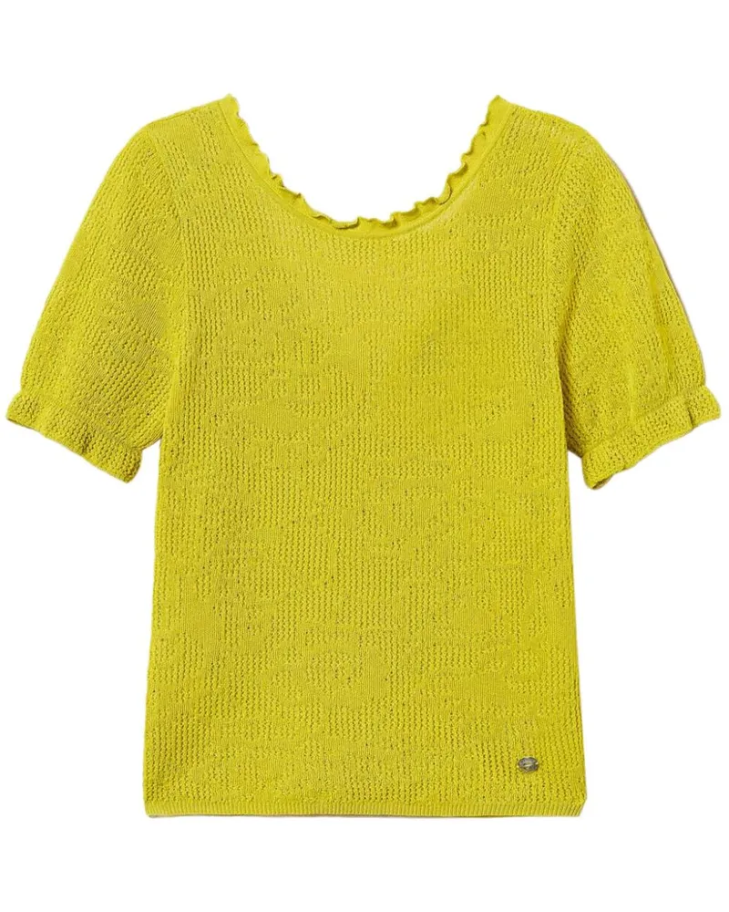 Twin-Set Oberteil mit floralem Jacquard - Gelb Gelb