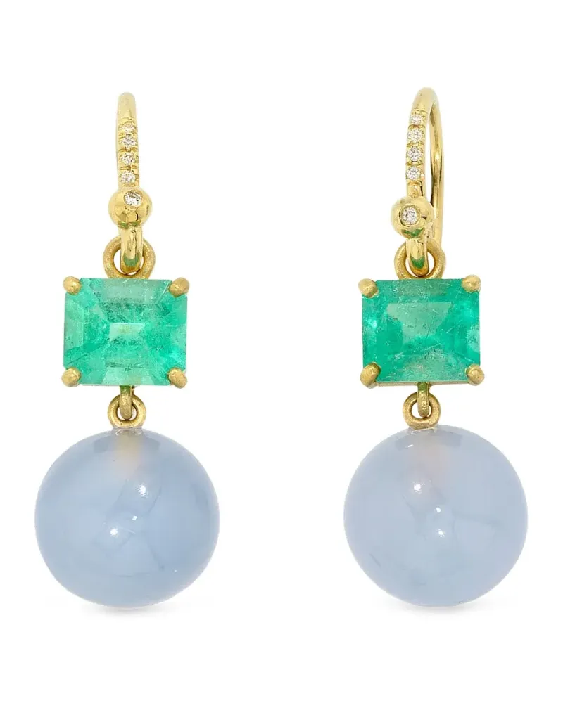 Irene Neuwirth Gumball Ohrringe mit Smaragd und Chalzedon - Gold Gold