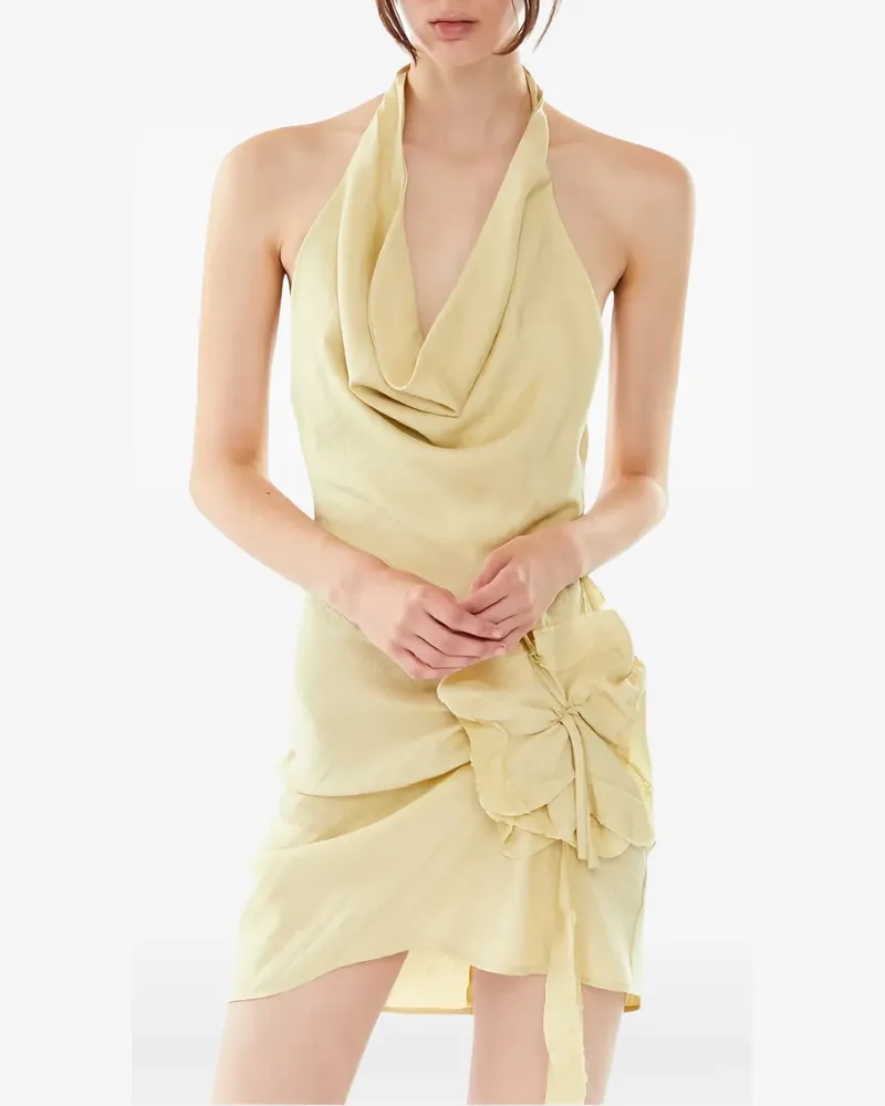 Mother Of All Patsy Minikleid mit Wasserfallkragen und Blumendetail - Gelb Gelb