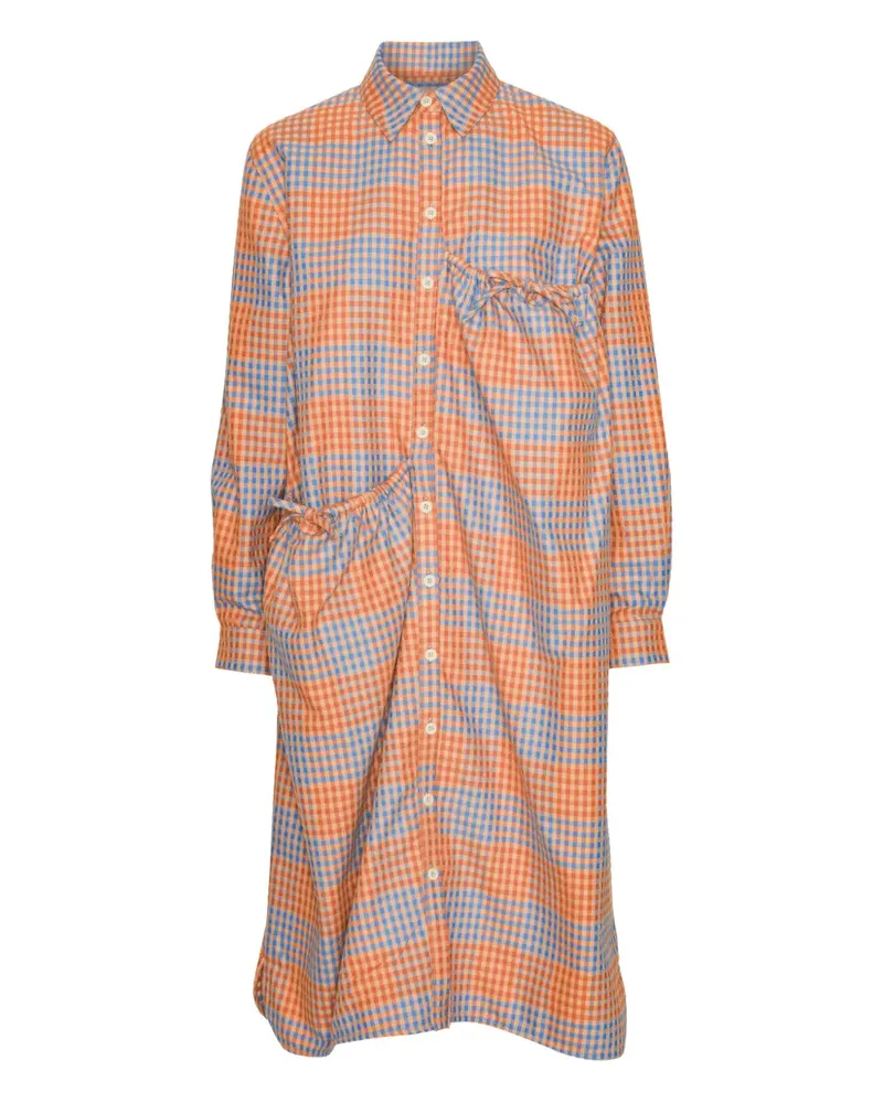 Henrik Vibskov Kariertes Kleid mit Raffungen - Orange Orange