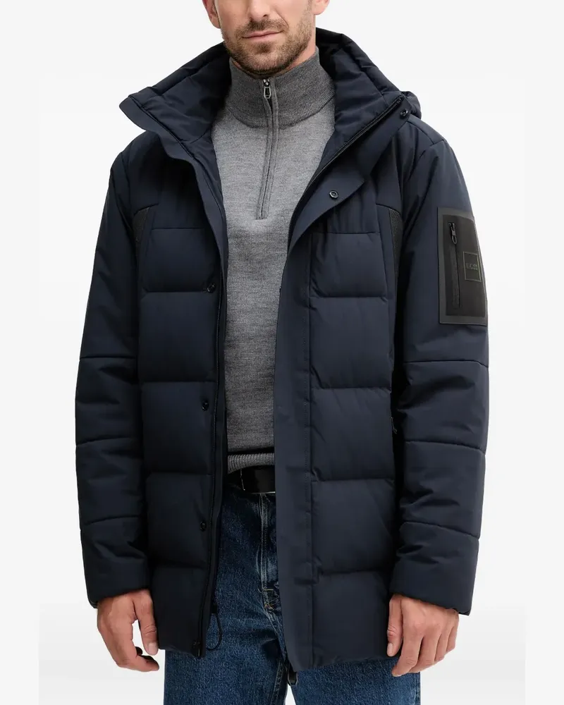 HUGO BOSS Wattierter Block Hoodie - Blau Blau