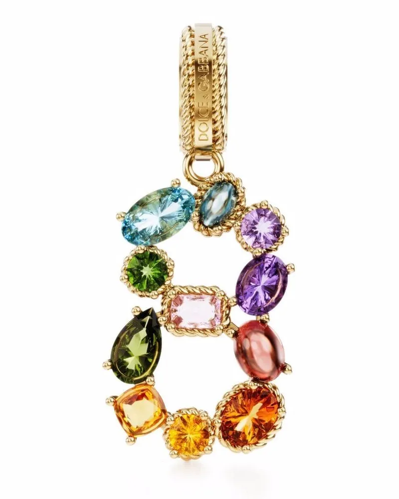 Dolce & Gabbana 18kt Charm 8 Gelbgoldanhänger mit Schmucksteinen Gold