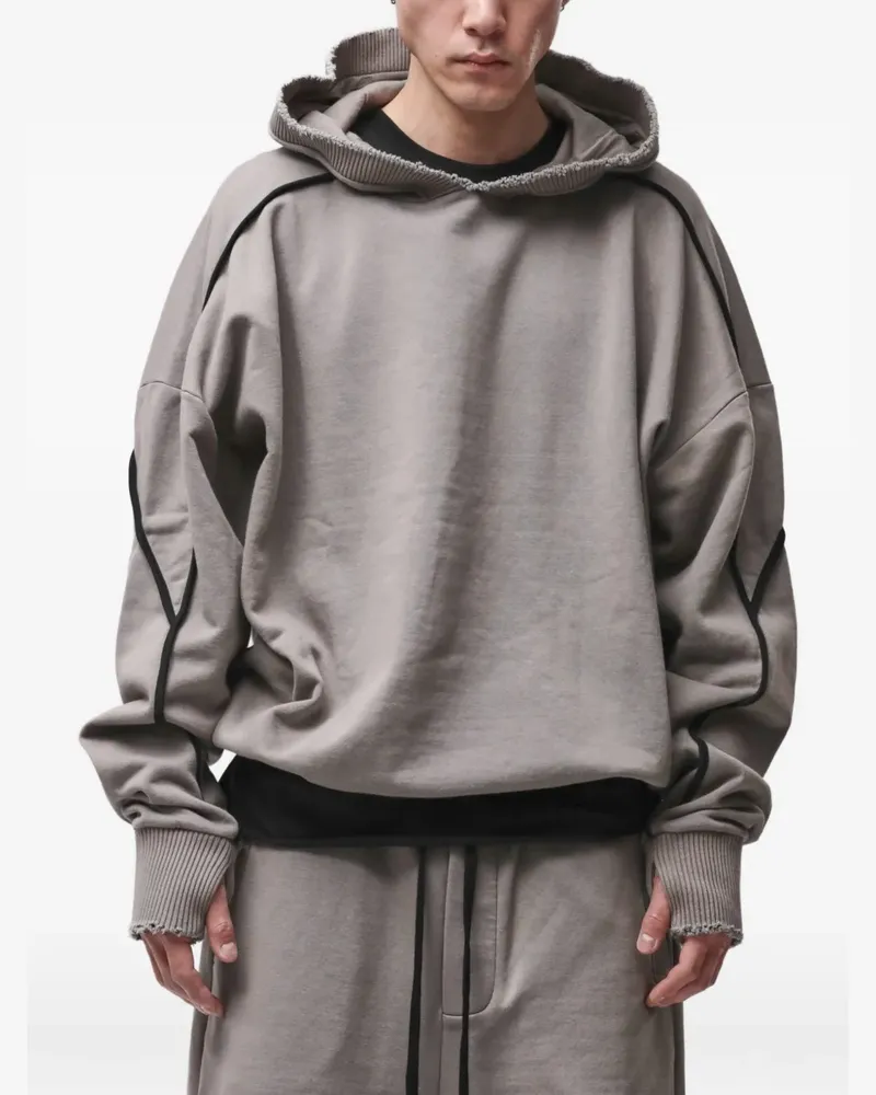 THOM KROM piping-detail raw-edge hoodie - Grau Grau