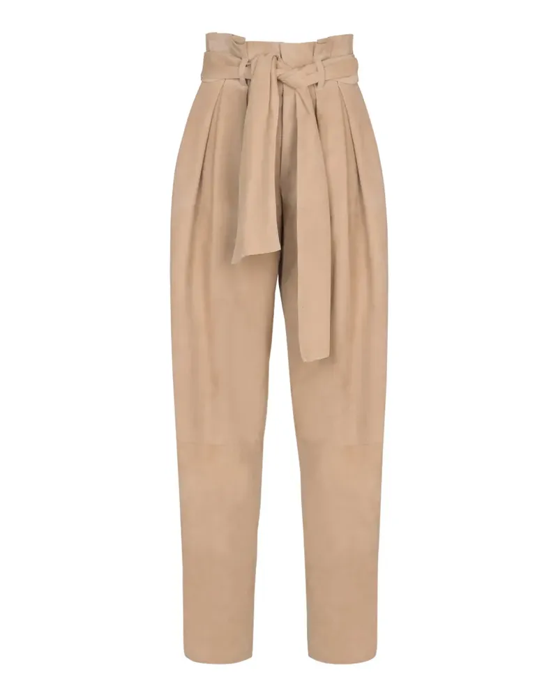 Balmain Wildlederhose mit Schnürung - Nude Nude