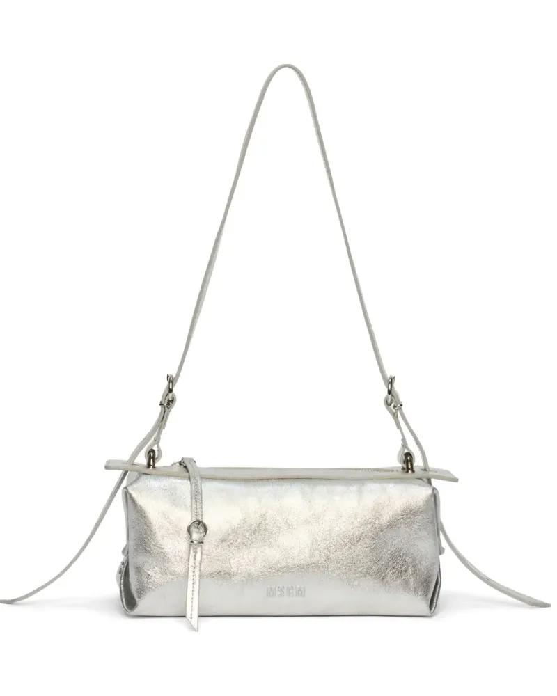 MSGM Schultertasche mit Zylinderform - Silber Silber