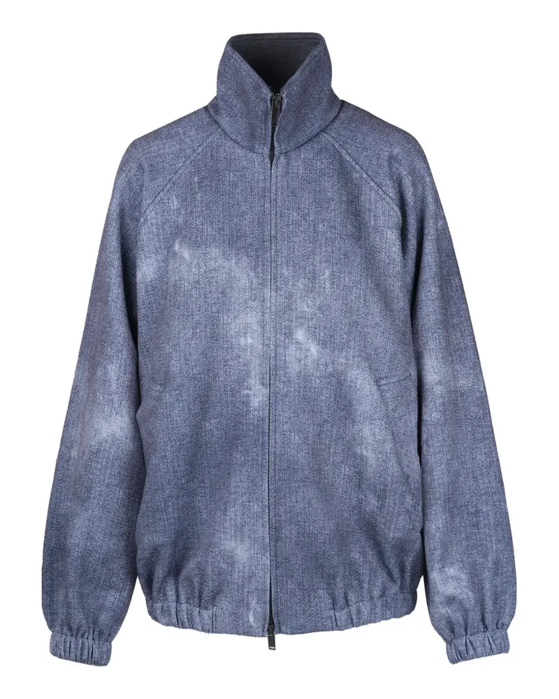 8PM Ausgeblichene Pinehills-a Jeansjacke mit Stehkragen - Blau Blau