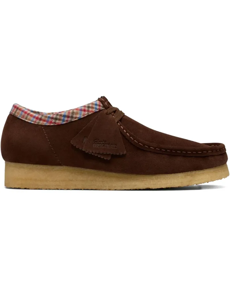 Clarks Wildlederstiefel mit karierten Borten - Braun Braun