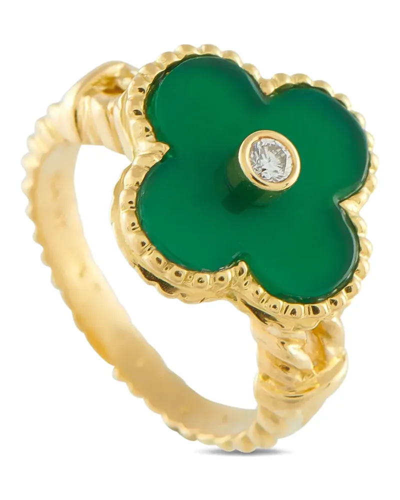 Van Cleef & Arpels 18K yellow gold Alhambra diamond and chalcedony ring Gold