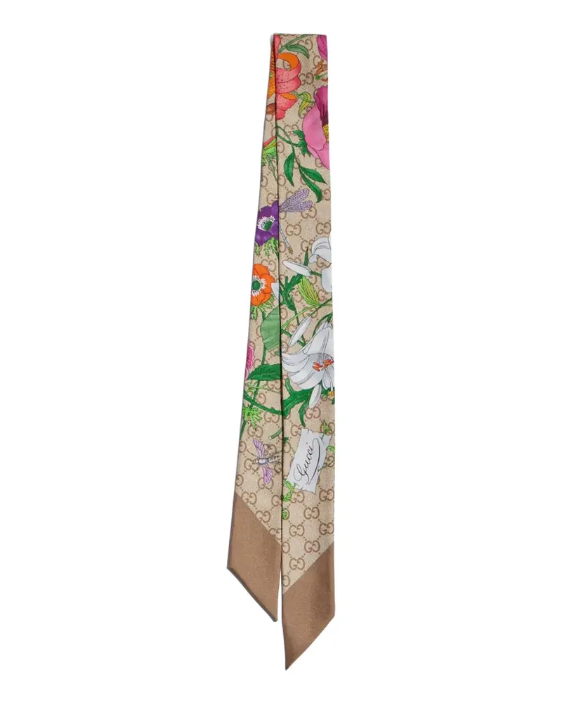Gucci GG Flora silk scarf - Nude Nude