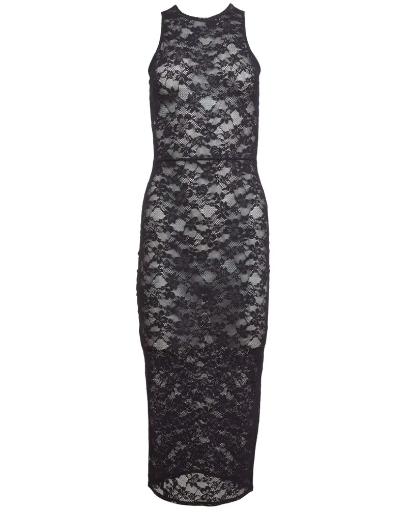 Fleur Du Mal Le Stretch Racer-Trägerkleid aus Spitze - Schwarz Schwarz