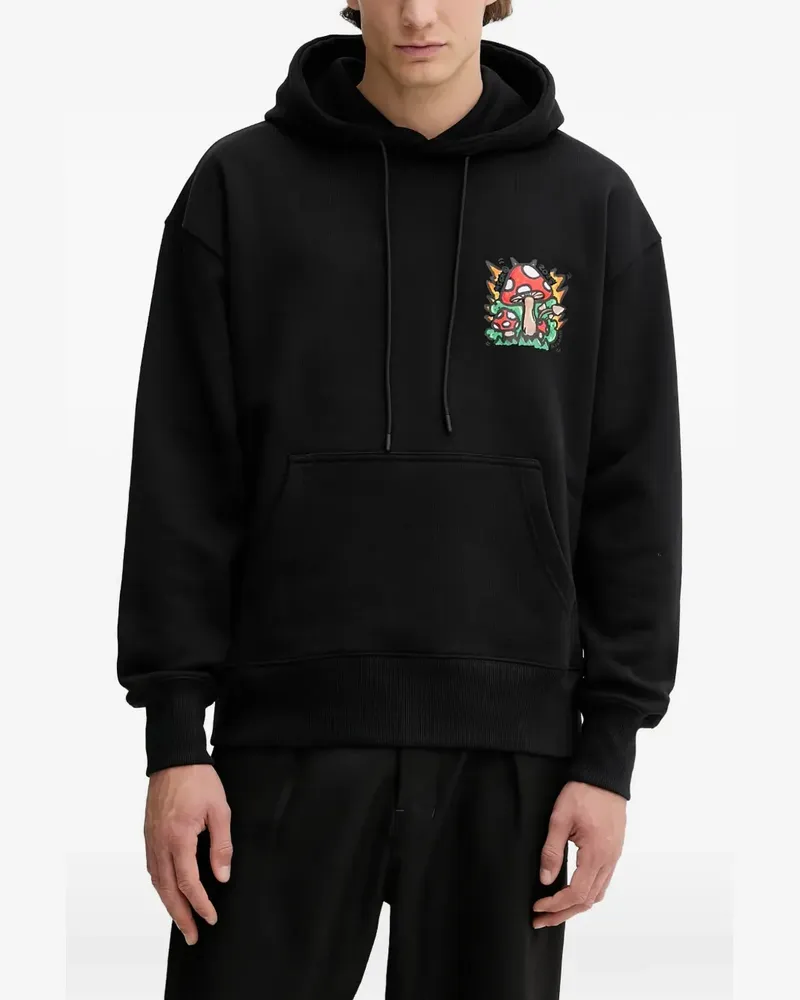 MSGM Hoodie mit Pilz-Patch - Schwarz Schwarz