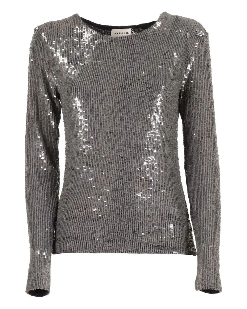P.A.R.O.S.H. P.A.R.O H. Langarmshirt mit Pailletten - Grau Grau