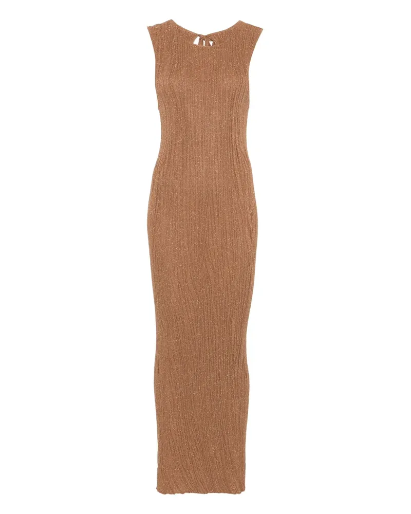AKEP Geripptes Lurex-Maxikleid - Braun Braun