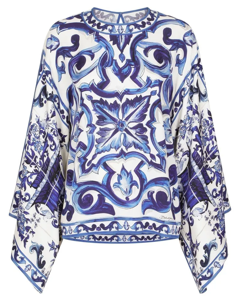 Dolce & Gabbana Seidenbluse mit Majolica-Print - Blau Blau