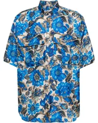 Moschino Seidenhemd mit Blumen-Print Blau