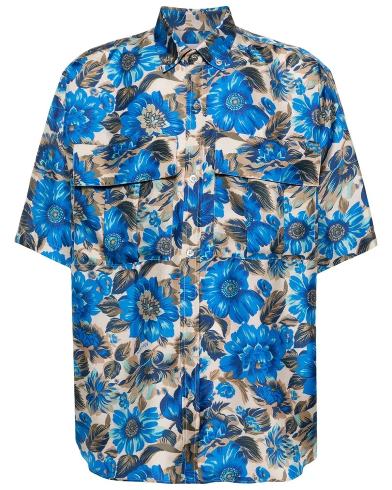 Moschino Seidenhemd mit Blumen-Print - Blau Blau
