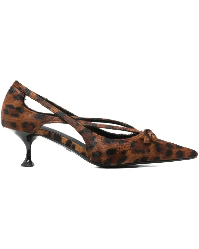Lola Cruz 55mm cut-out bow-detail pumps - Braun Braun