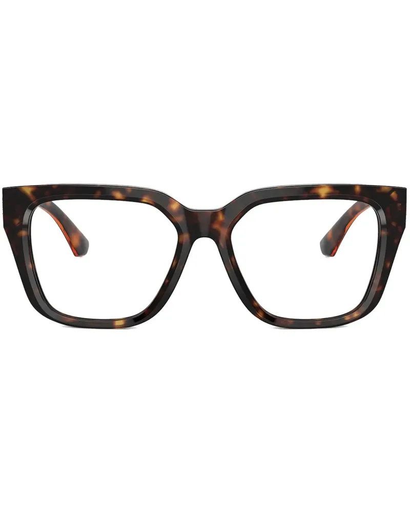 Burberry Eckige Brille mit Logo-Schild - Braun Braun