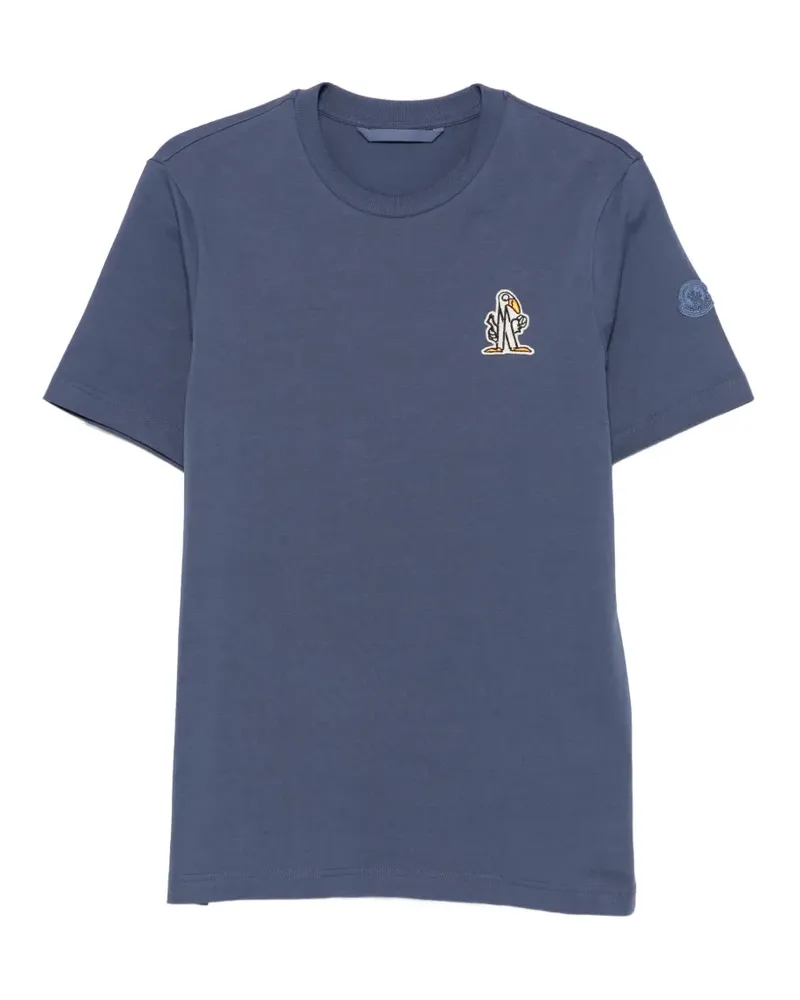 Moncler T-Shirt mit Enten-Patch - Blau Blau