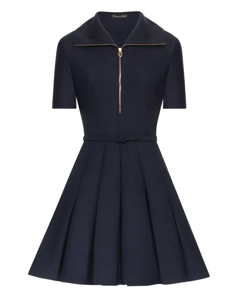 Oscar de la Renta Falten-Minikleid mit Reißverschluss - Blau Blau