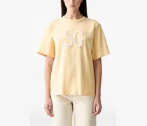 T-Shirt mit Logo-Stickerei - Gelb