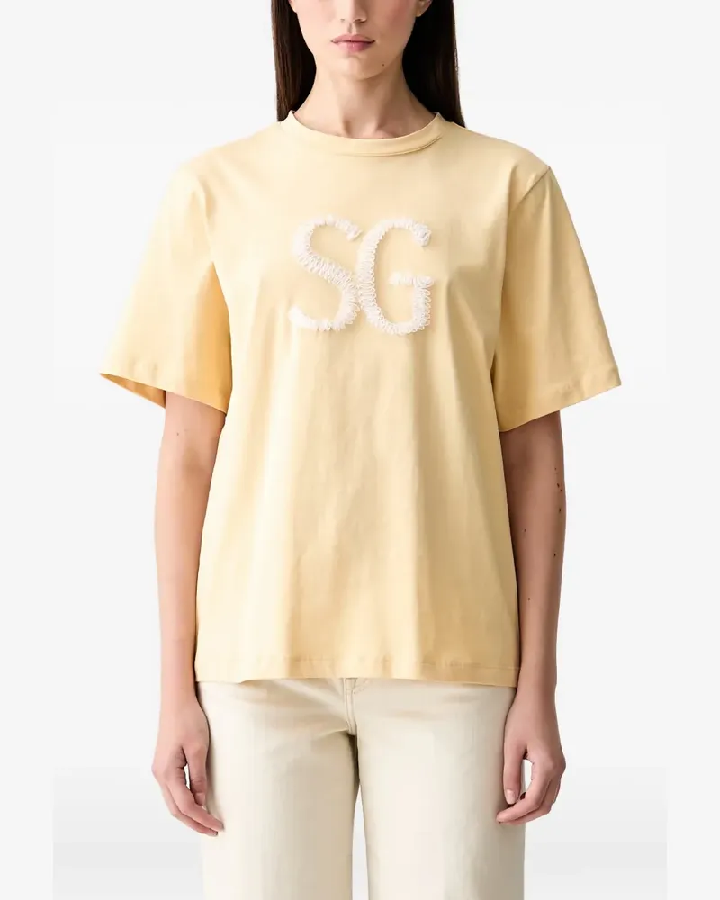 Stine Goya logo embroidered T-shirt - Gelb Gelb