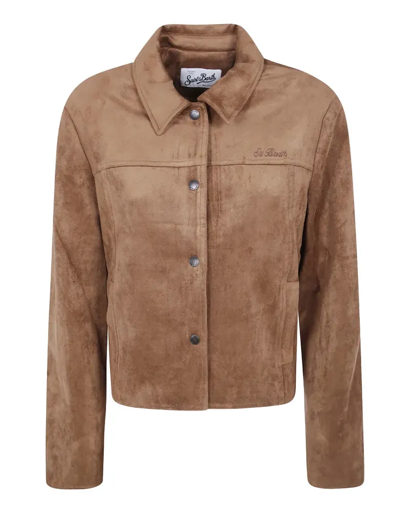 MC2 Saint Barth logo-embroidered button-up jacket - Braun Braun