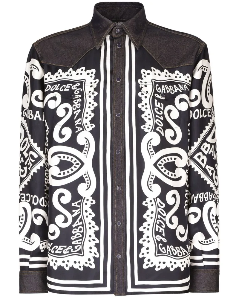Dolce & Gabbana Hemd mit Jeansbesatz - Schwarz Schwarz