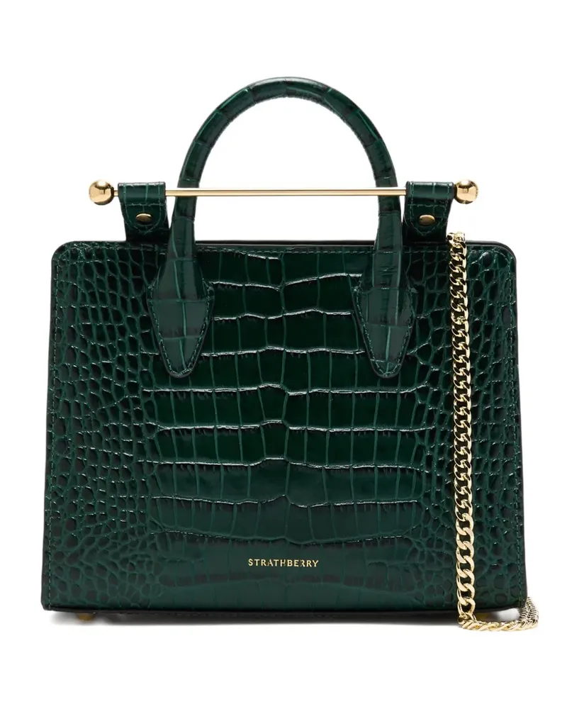 Strathberry Kleine Tote Bag mit Kroko-Effekt - Grün Grün