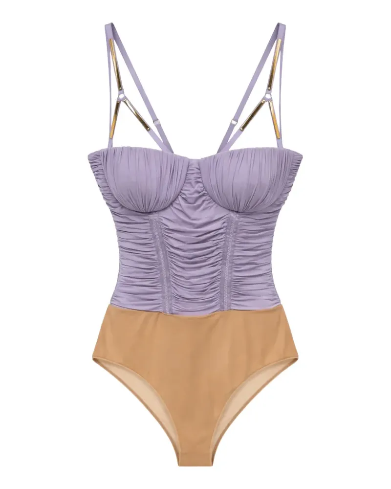 Elisabetta Franchi Geraffter Body - Violett Violett
