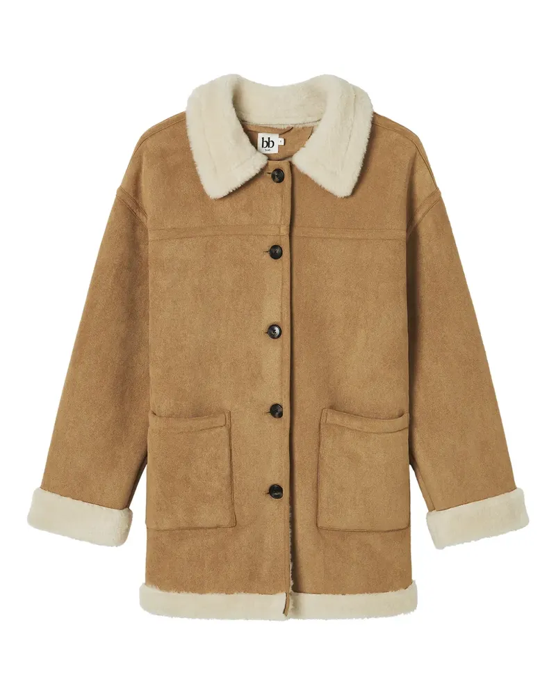 b+ab faux fur collar coat - Braun Braun