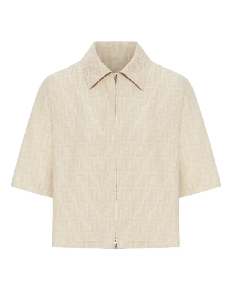 Fendi Chambray-Jacke mit FF Logo - Nude Nude