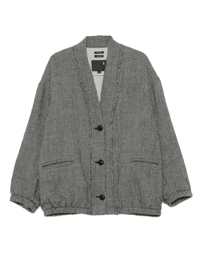 R13 Oversized-Cardigan mit Hahnentrittmuster - Schwarz Schwarz
