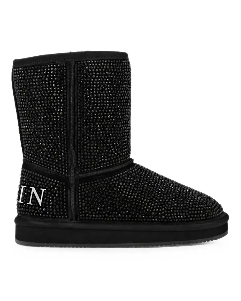 Philipp Plein Fake Wildleder-Winterstiefel mit Strass - Schwarz Schwarz