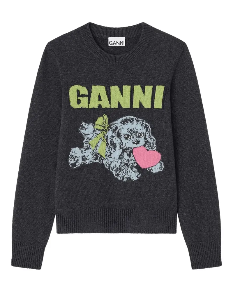 Ganni Pullover mit Welpen-Logo - Grau Grau