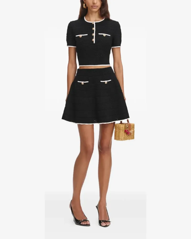 Self-Portrait faux-pockets braided mini skirt - Schwarz Schwarz