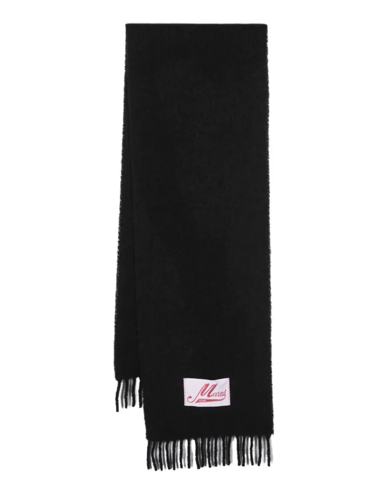 Marni Gestrickter Schal mit Logo-Patch - Schwarz Schwarz
