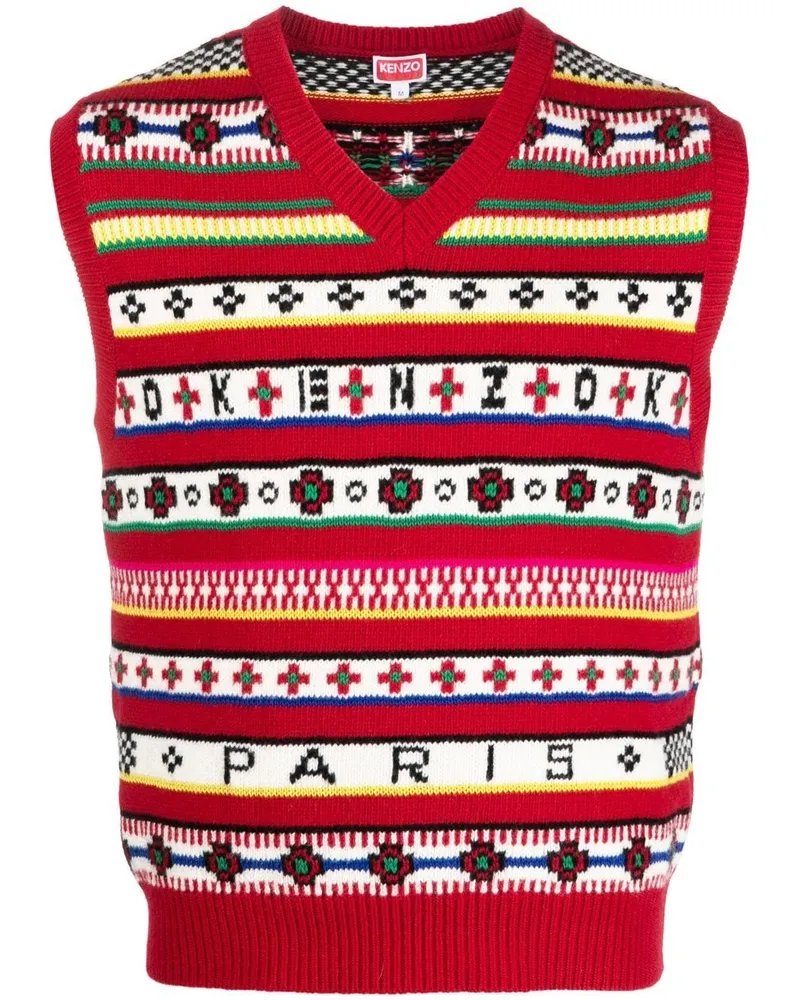 Kenzo Pullunder mit Fair-Isle-Muster - Rot Rot