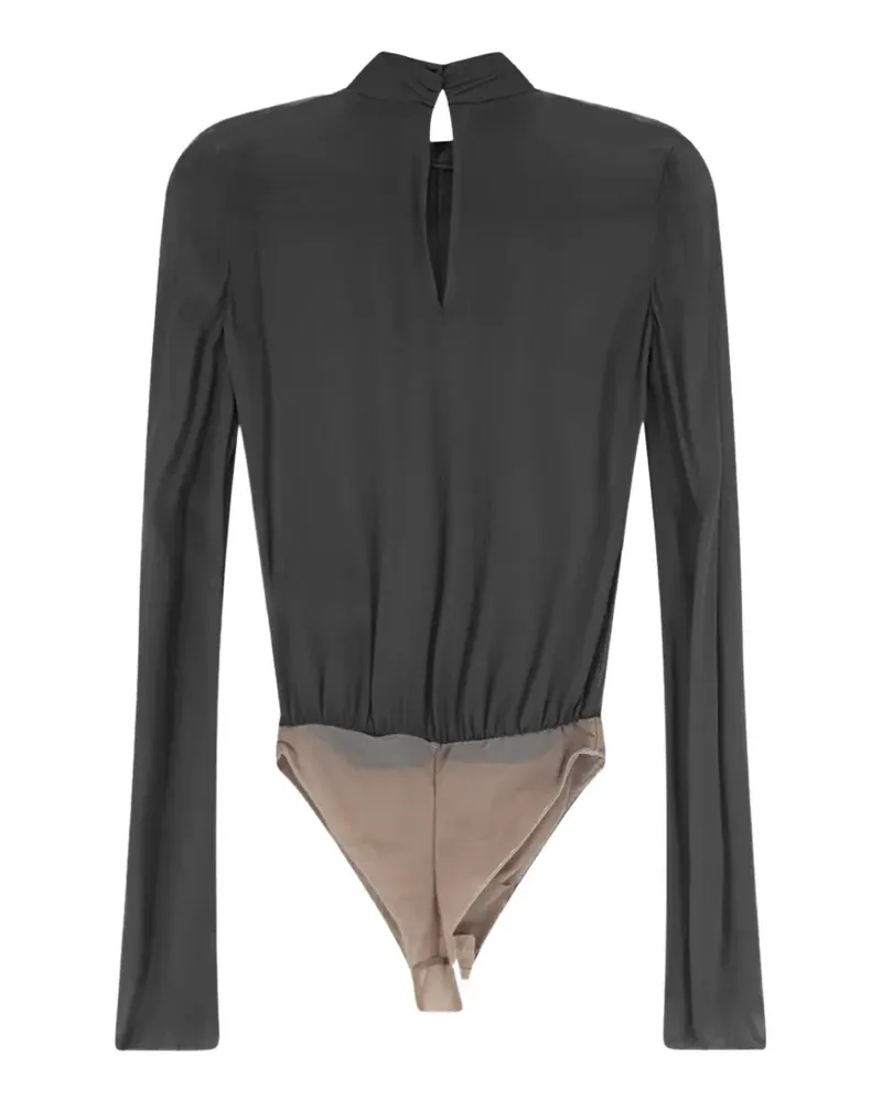 Elisabetta Franchi Goldfarbener Body mit Falten - Schwarz Schwarz