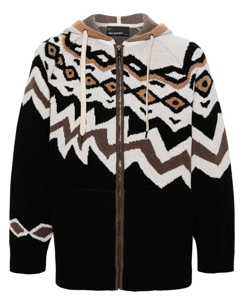 Neil Barrett Gestrickter Norway Hoodie - Schwarz Schwarz