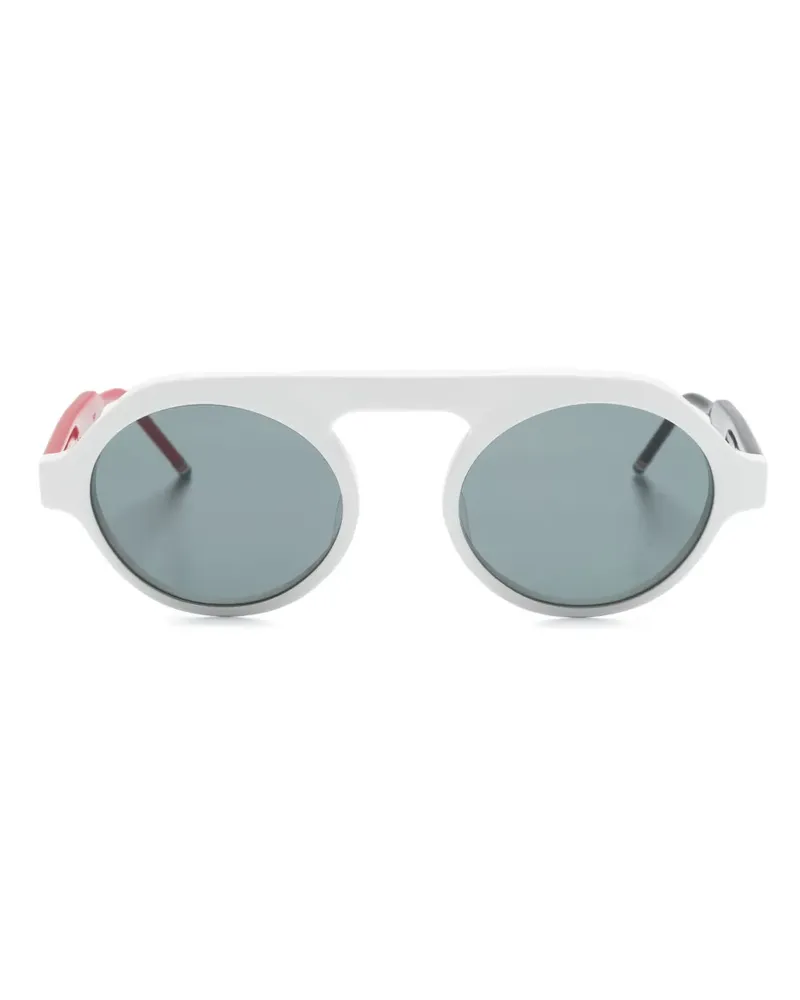 Thom Browne Sonnenbrille mit rundem Gestell - Weiß Weiß