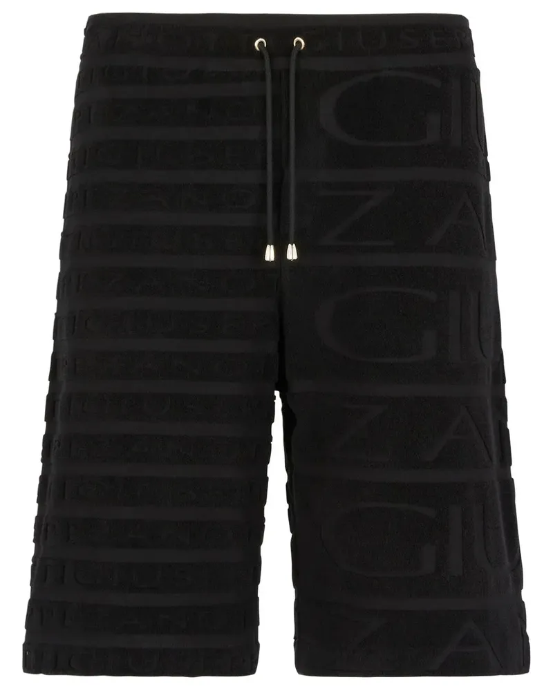 Giuseppe Zanotti Bermudas aus Frottee mit Logo - Schwarz Schwarz