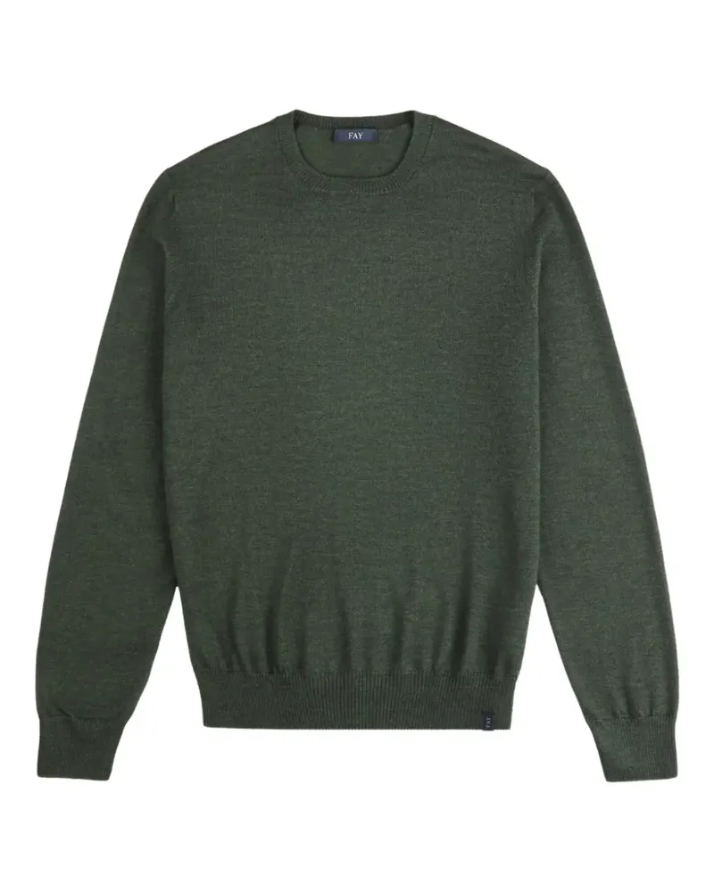 Fay crew-neck ribbed-trim sweater - Grün Grün