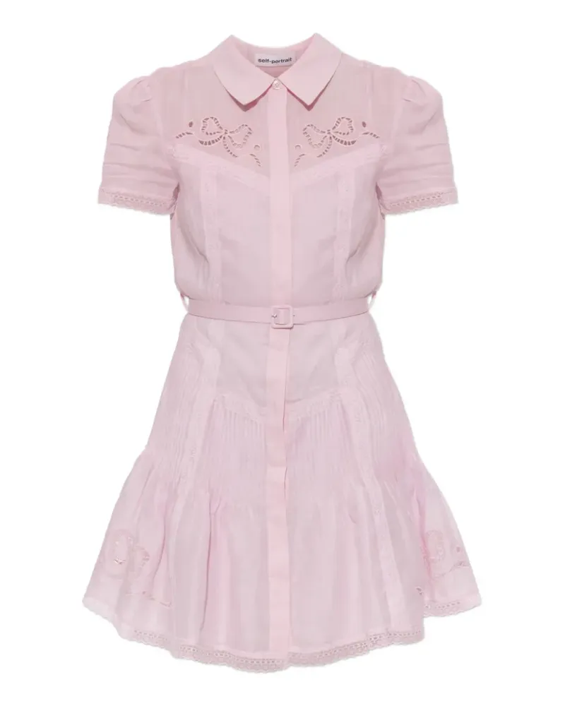 Self-Portrait belted broderie-anglaise mini dress - Rosa Rosa