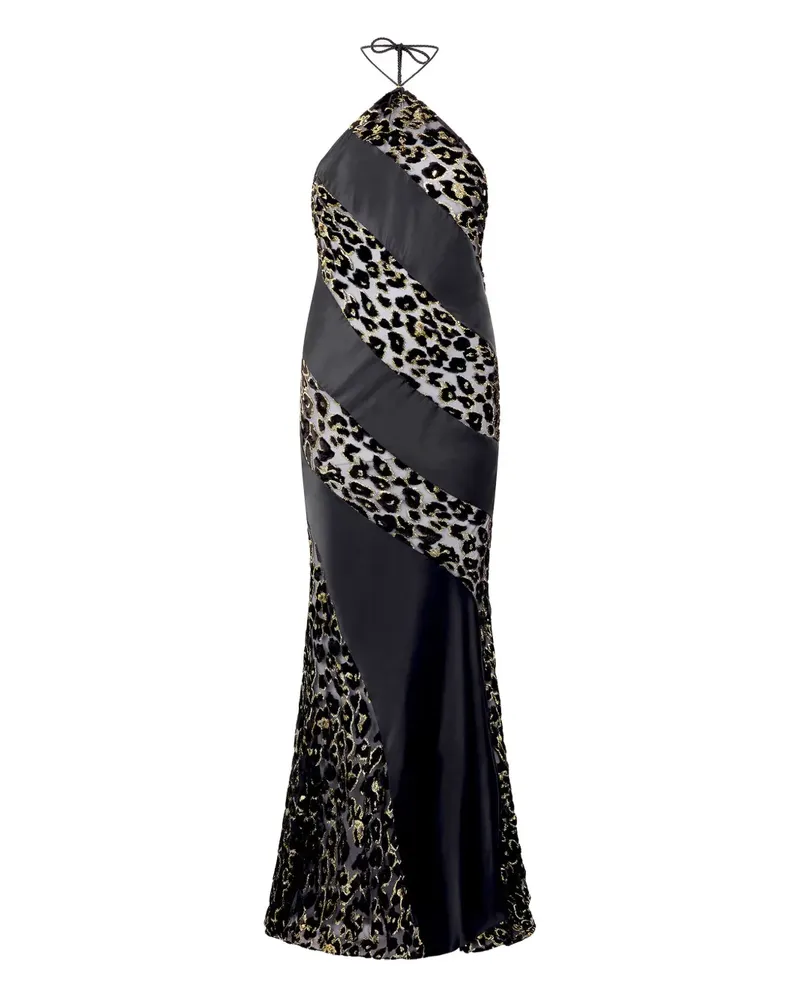 Roberto Cavalli Kleid mit Print - Z0309 black gold Z0309
