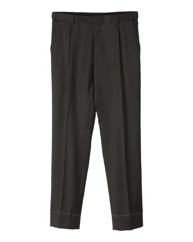 Brioni Wollhose aus Gabardine mit Falten - Braun Braun